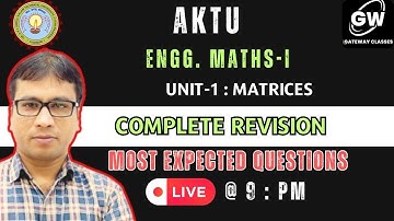 MATHS--I  UNIT-1 I  MATRICES I ONE SHOT I MOST EXPECTED QUESTIONS I GATEWAY CLASSES