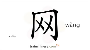 How to write 网 (wǎng) – net, web – stroke order, radical, examples and spoken audio