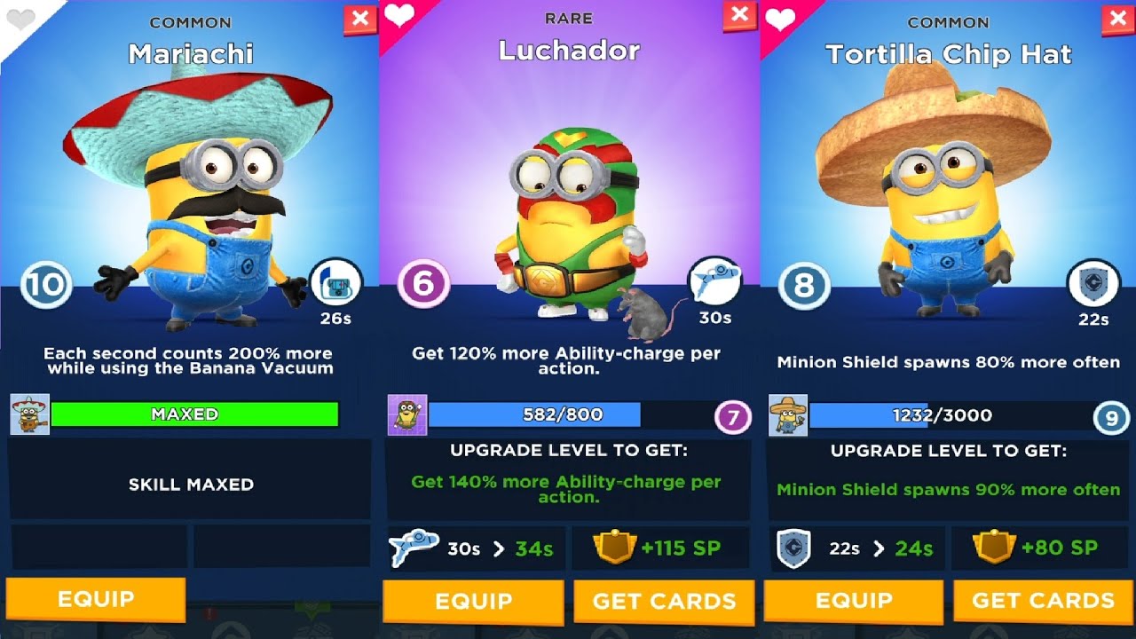 Mariachi / Tortilla Chip Hat / Luchador Minion rush emoji minion