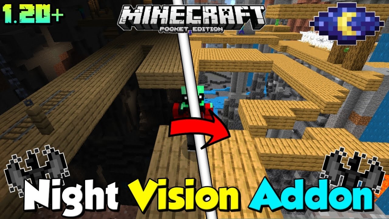 Night Vision Texture Pack For Minecraft PE 1.20+ Night Vision Addon