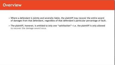 Torts lecture: Joint and Several Liability | quimbee.com