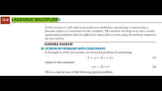 Lagrange Multiplier, constraints, minimize, problem, Multivariable Calculus, Howard Anton, Sumaira