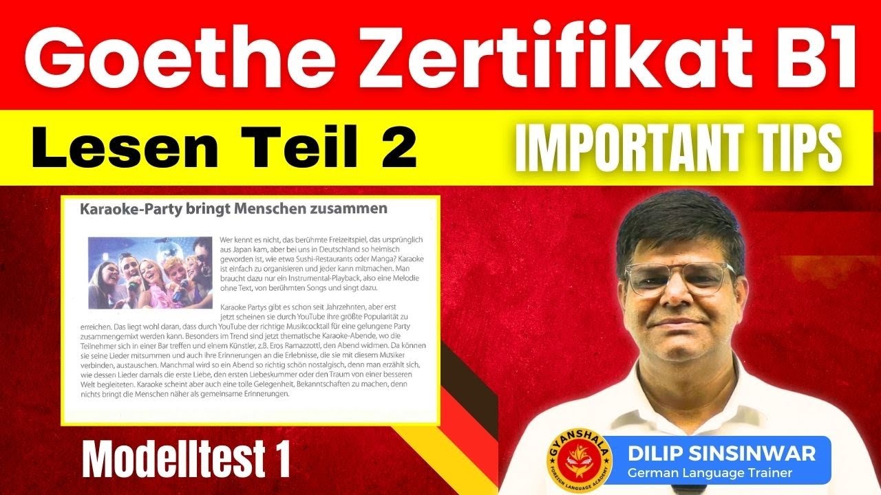 Goethe Zertifikat B1 - Lesen Teil 2 | Reading section 2 | Important Tips how to crack reading part 2