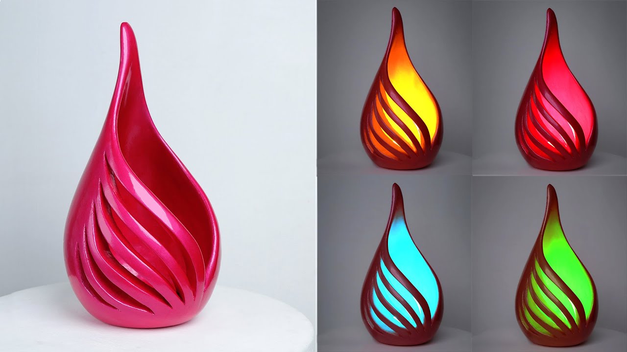 ⁣Table lamp Flower Vase making || Lighting lamp corner Flower vase || Cement flower vase making
