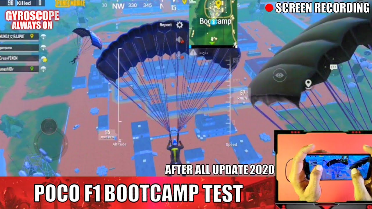 Poco f1 Pubg Bootcamp Test With Screen Recording Full Review After Update|poco f1 pubg test