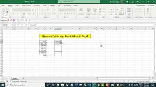 Remove dollar sign from values in Excel