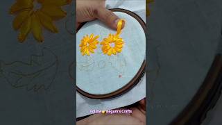Beautiful Ribbon Flower Embroidery Design Stitch Tutorial 🌼 #art #embroidery #design #begumscrafts