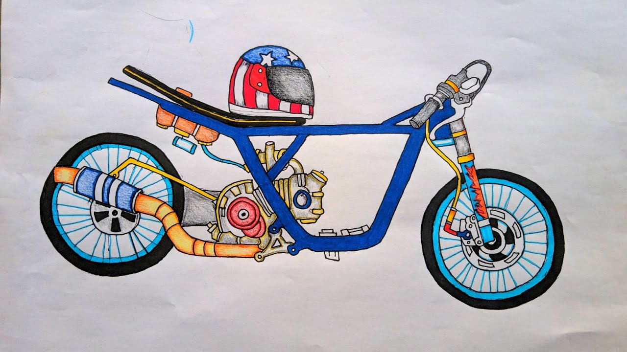 Menggambar Sketsa Motor Drag Mio 200cc Youtube