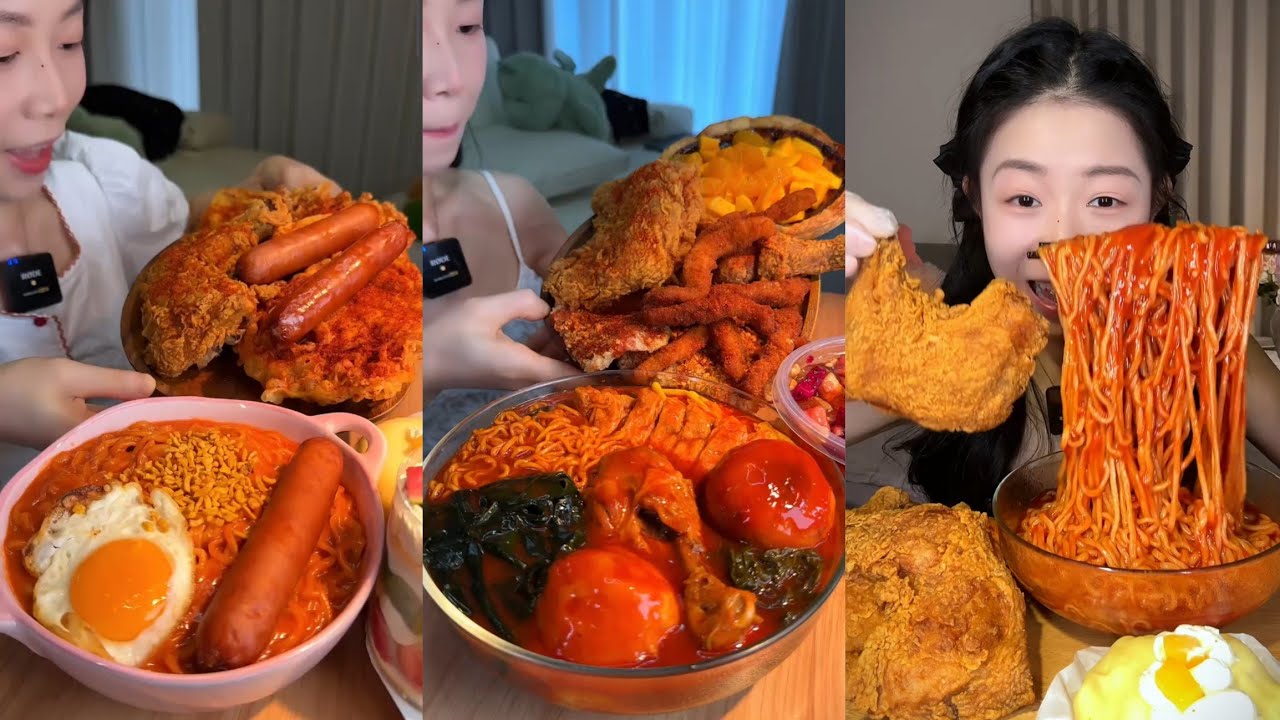 Eat spicy 🔥 🥵 noodles 🍜 with eggs 🤤 🥚 #mukbang #hotpot #yummiestfood