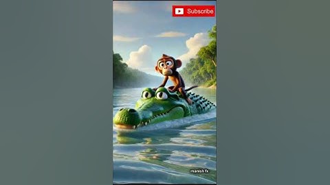🐒 बंदर और मगरमच्छ की धमाकेदार सवारी! 🐊🔥#monkey#ai#shorts#ytshorts#shortsfeed#cartoon#trending#funny