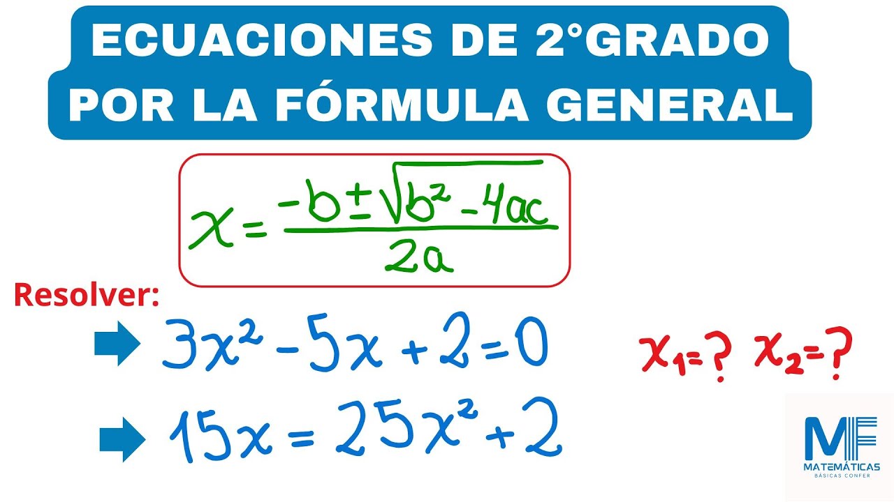 Solución ecuaciones cuadráticas aplicando la fórmula general