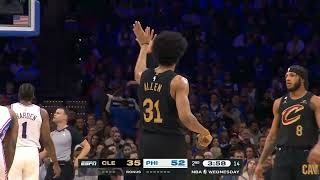 Jarrett Allen celebrates after his team gets 3 second violation defense technical foul🤣 CLE vs PHI | Information