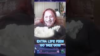 Tadilynn gets a pie in the face for Extra Life!