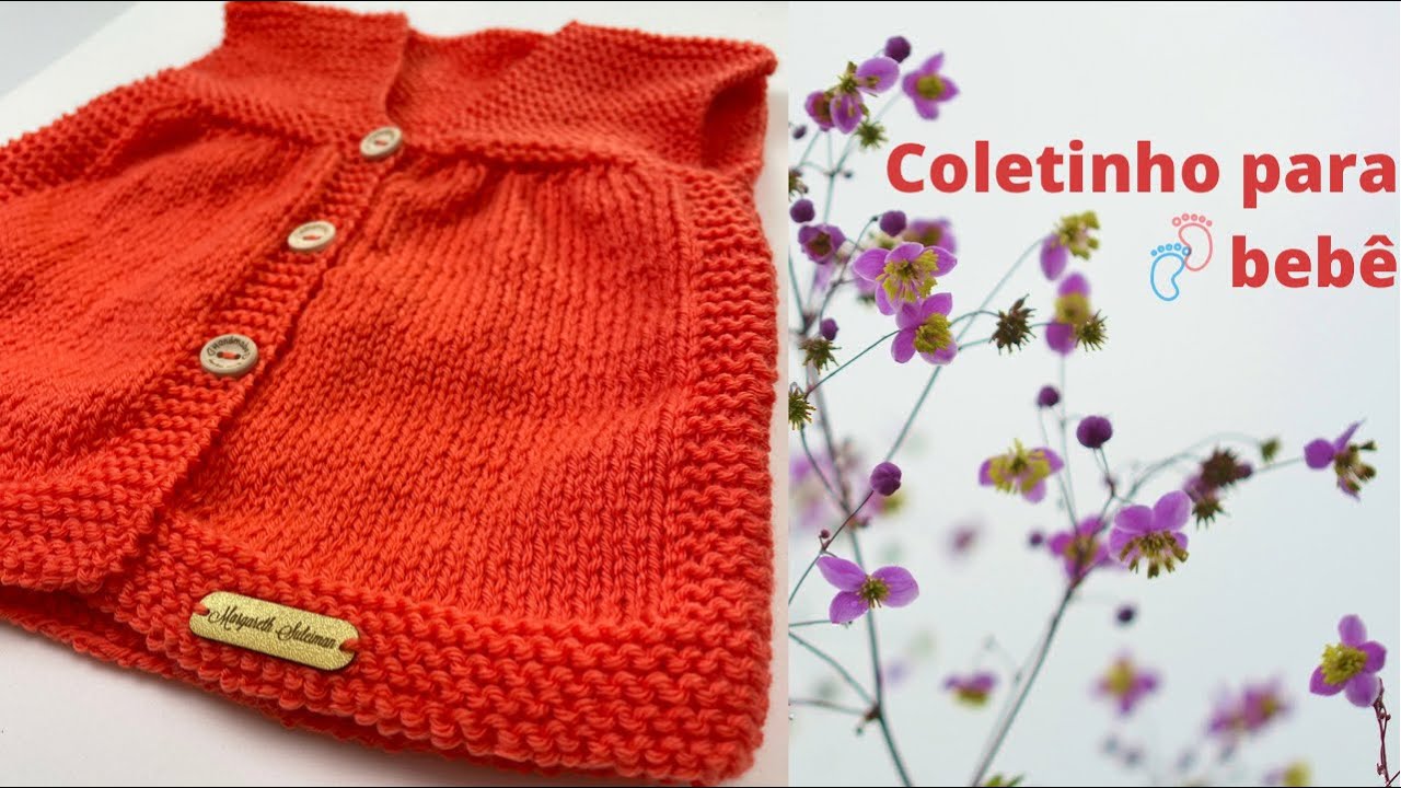 COLETINHO DE BEBÊ EM TRICÔ DE 6 A 12 MESES - Modelo Aberto