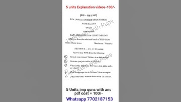 Data visualization tableau Degree 4thsem previous qsnpaper 2025 #andhrauniversity #datascience major