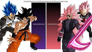 Goku & Vegeta VS Goku Black & Vegeta Black All Forms Power Levels