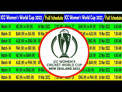 ICC Women's Cricket World Cup 2022  Full Schedule Women's Cricket