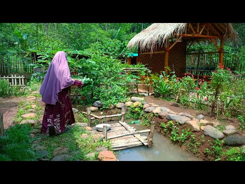 Bahçede papaya çiçekleri ve yaprakları toplamak | Acılı tuzlu balık ve çiğ sebzelerle yiyin