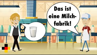 Learn German | Visit to a milk factory | Dialog in German with subtitles