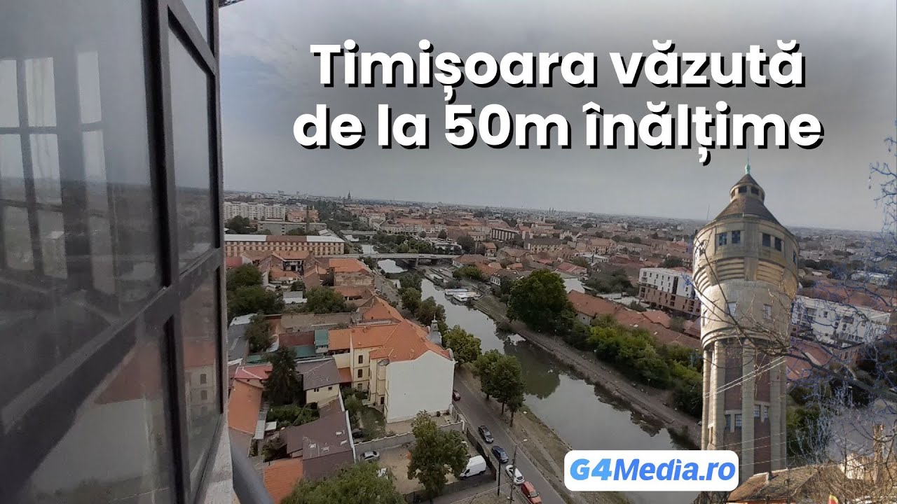 Panoramă spectaculoasă din Turnul de Apă vechi de 112 ani din Timişoara.