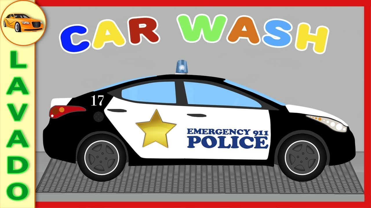 Coche de Policía. CAR WASH. Lavado de Coches. Dibujos
