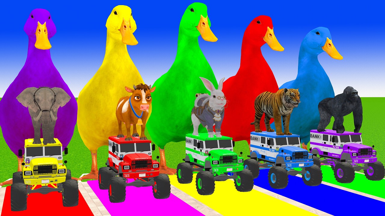 Long Slide Game With Cow Elephant Gorilla Hippopotamus Tiger 3d Animal Game Funny 3d Animals