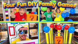 Four fun DIY family games and challenges all in one video! 🎈🎯🤖🌈