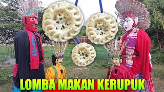 Ondel-Ondel Betawi Jatuh Lomba Makan Kerupuk