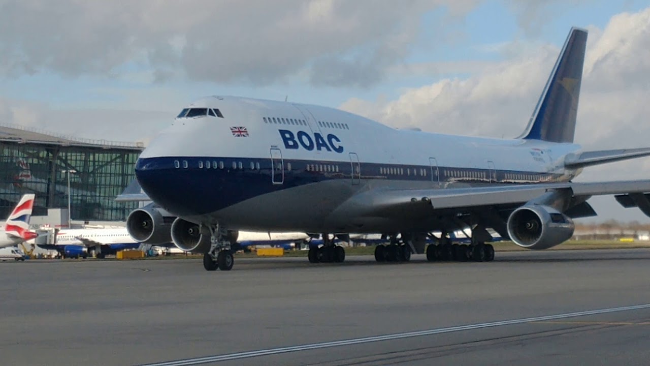 100th anniversary of British Airways , BOAC Boeing 747 G-BYGC , BA295 LHR t...