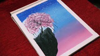 blossom cherry painting acrylic tree beginners night