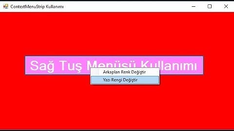 C# ContextMenuStrip Kullanımı (Sağ Tuş Menüsü)