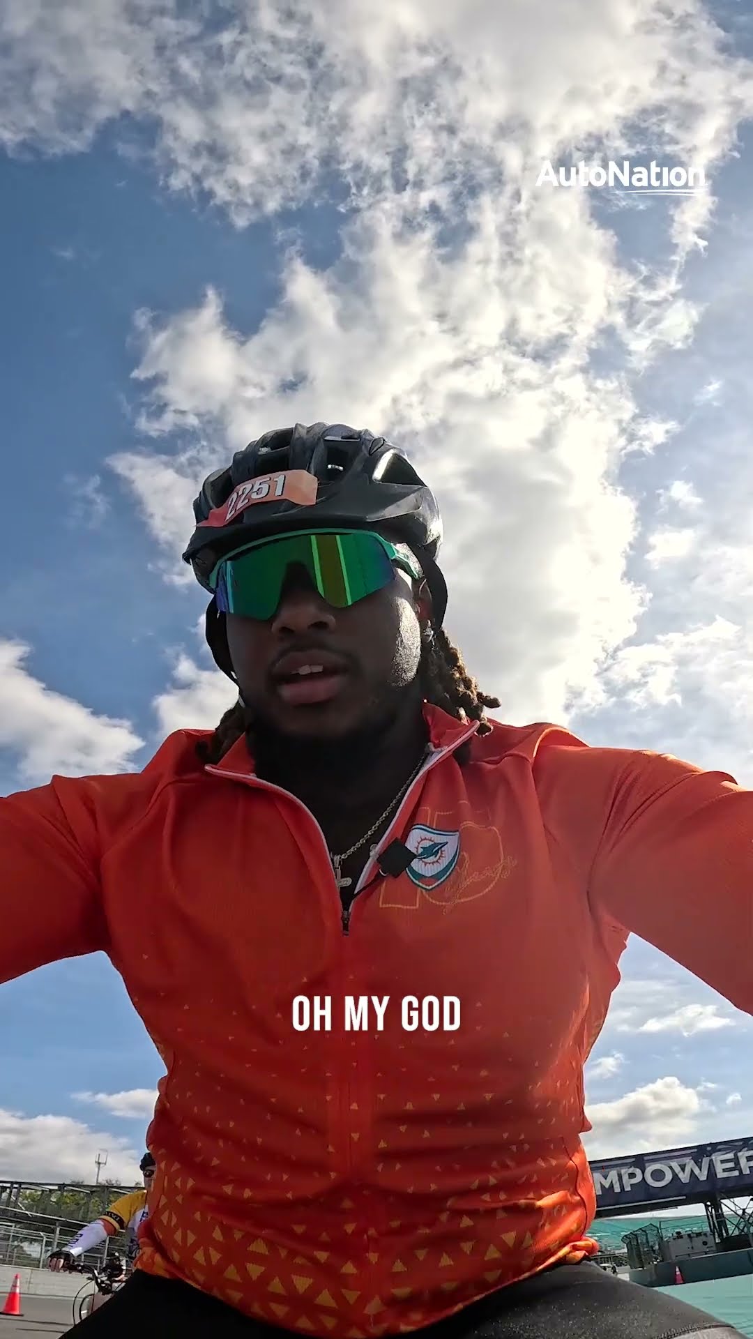 AB was ?’d in during the 13-mile ride at @TackleCancer Full mic’d up dropping ?