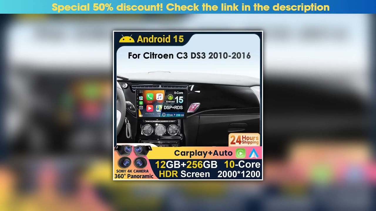 First Look Android 15 2K CarPlay For Citroen C3 DS3 2010 2011 2012 2013 2014 2015 2016 4G WIFI BT D