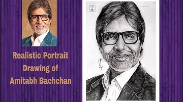 Realistic Portrait Drawing of Amitabh Bachchan, Time-Lapse Video/ Step by step