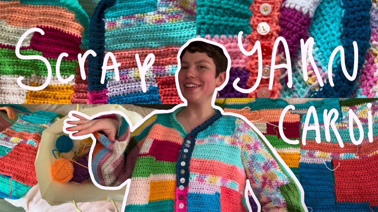 トップス UNUSED Crochet cardigan Crocheting a Scrap Yarn Cardigan with NO Patten (Fiber Art Vlog