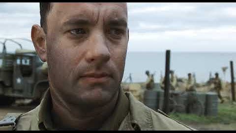Saving Private Ryan (1998) - Tom Hanks Staring at Shaving, Coffee, Sandwiches