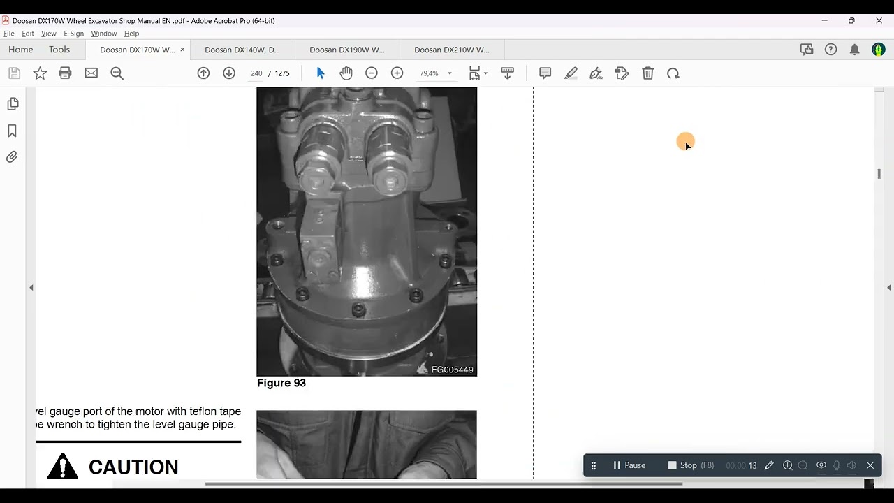 Doosan DX170W Wheel Excavator Shop Manual