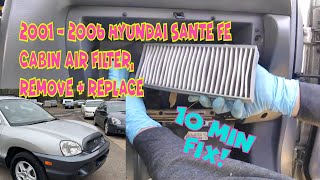 ⫷ Hyundai │ Sante Fe │ 2001 - 2006 │ Cabin Air Filter Remove & Replace ⫸