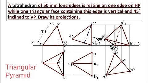 Draw Projection of Tetrahedron | Projection of Solid | Use earphones headphones for proper listening