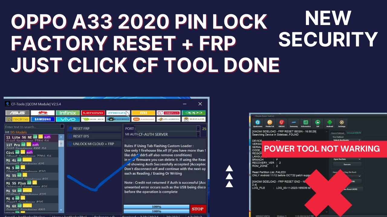 Oppo A33 2020 Pin Lock Factory Reset + Frp Just Click CF Tool Done New ...