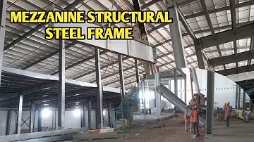 Structural steel frame erection of mezzanine floor
