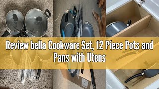 Review bella Cookware Set, 12 Piece Pots and Pans with Utensils, Nonstick PFOA Free Scratch Resistan