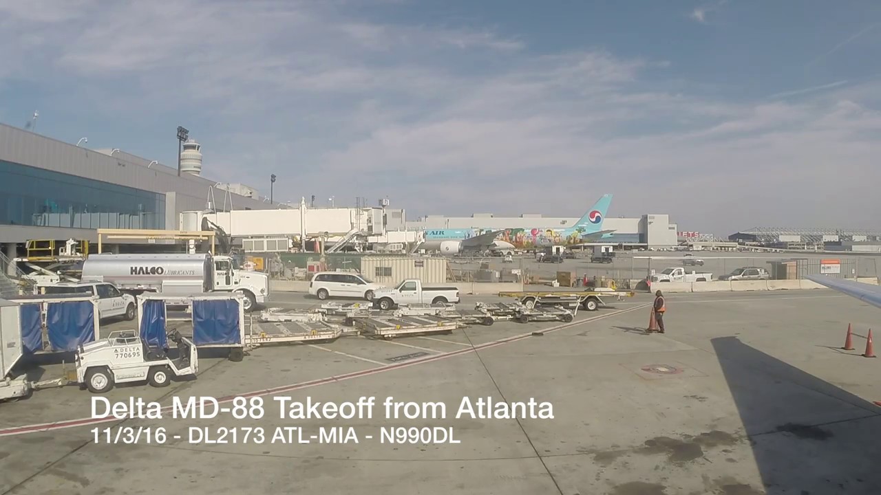 ATL to MIA - Delta MD-88 Takeoff from Hartsfield-Jackson Atlanta