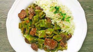 افضل طريقة عمل فاصولياء خضراء بالزيت واللحم البلدي - Amazing Green Beans with Meat and Olive Oil