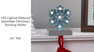 6½" LED Glittered Snowflake Christmas Stocking Holder - Blue | Northlight WY92560
