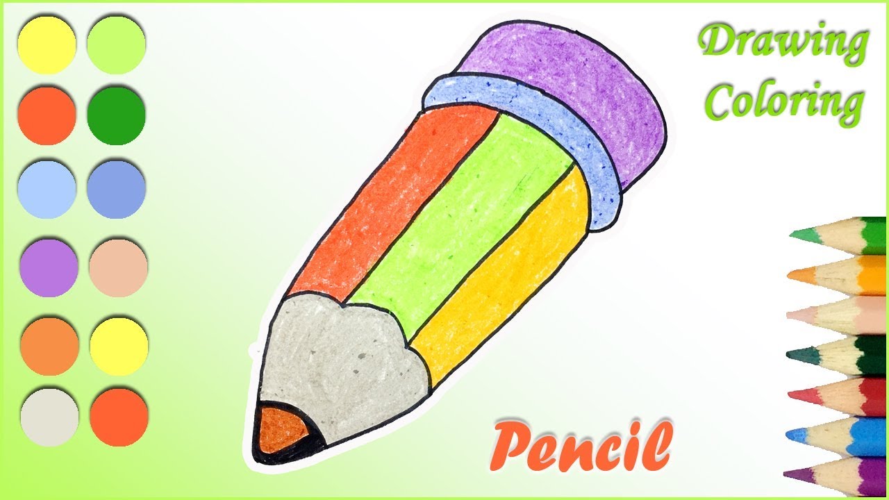 How to draw a Pencil | Drawing and Coloring pages | Kids learn colors