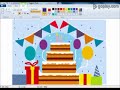 How to paint in Computer || Happy Birthday Cake with Background Drawing in Ms Paint ||Birthday Cake