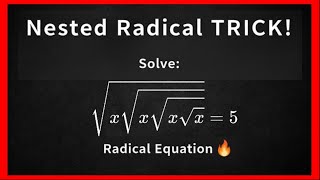 Method: The Nested Radical TRICK You Must Know! (Olympiad Mathematics)