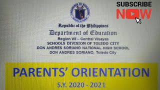 DASNHS GRADE 7 PARENT'S ORIENTATION ON MODULAR DISTANCE LEARNING