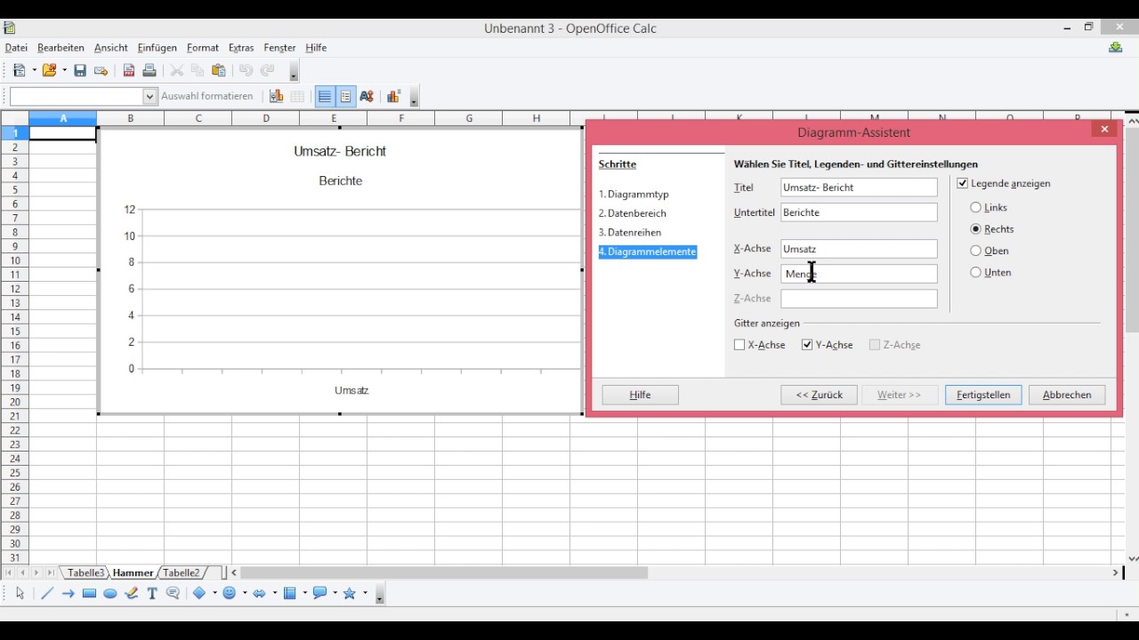 Openoffice Calc Diagramm Erstellen Legende Formatieren Tabelle Einfugen Loschen Verschieben Youtube